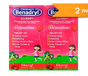 ChildrenB4s Benadryl Allergy oral suspension. Cherry. 8 OZ / 2 PK