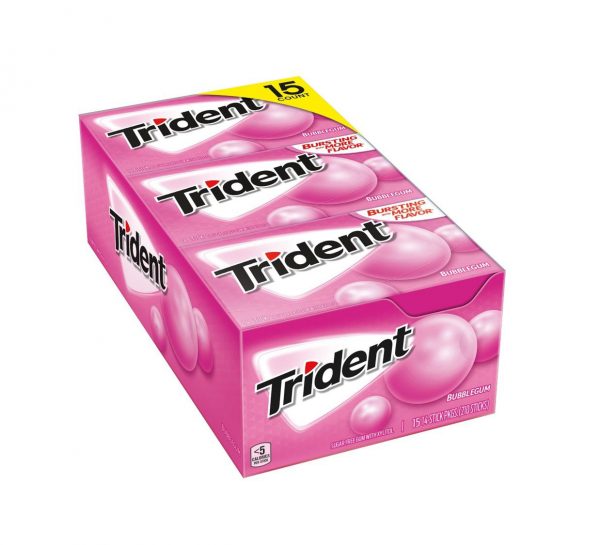 Trident Bubblegum Sugar-Free Gum, 15 pk./14 ct.