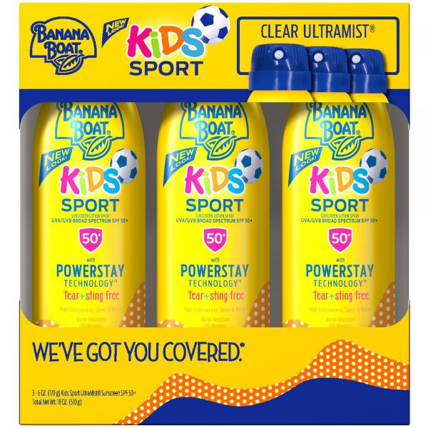 Banana Boat Kids Sport SPF 50+ Sunscreen Lotion Spray, 3 pk./6 oz.