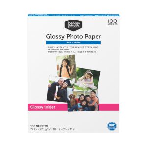 Berkley Jensen Premium 8 1/2" x 11" Glossy Inkjet Photo Paper, 100 ct. - Alpine White