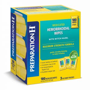 Preparation-H Maximum Strength Medicated Hemorrhoidal Wipes with Witch Hazel and Aloe, 180 ct.
