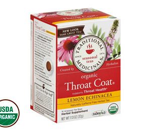 Traditional Medicinals Organic Throat Coat Lemon Echinacea Herbal Tea 16 ct