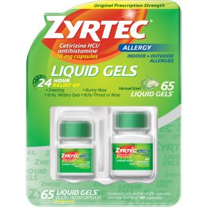 Zyrtec 24 Hour Allergy Relief Liquid Gels, 65 ct.