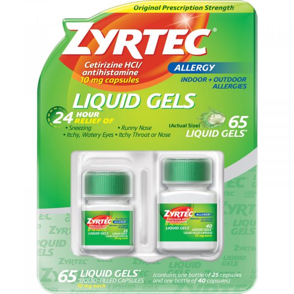 Zyrtec 24 Hour Allergy Relief Liquid Gels, 65 ct.