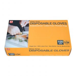 Clear S/M Disposable Vinyl Gloves, 100 ct.