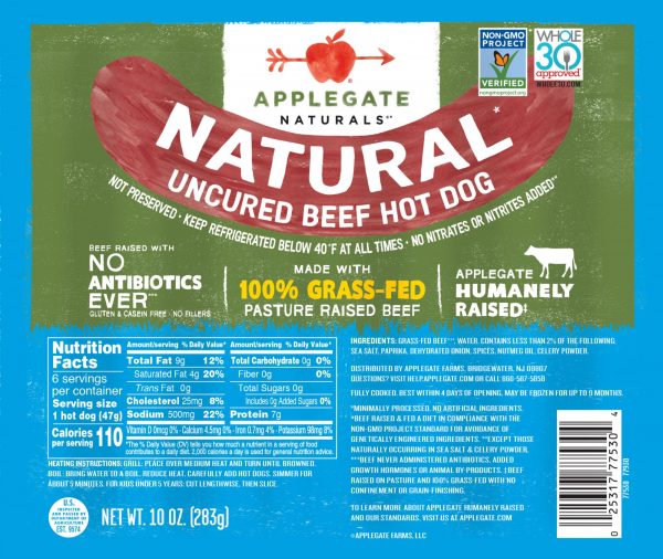 Applegate Naturals Uncured Beef Hot Dogs, 2 pk./12 oz.