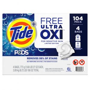 Tide PODS Ultra OXI Free Laundry Detergent Pacs, 104 ct.
