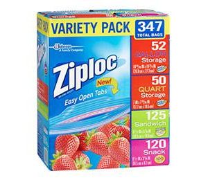 Ziploc Storage Variety Pack Gallon Quart Snack and Sandwich - 347 Pack