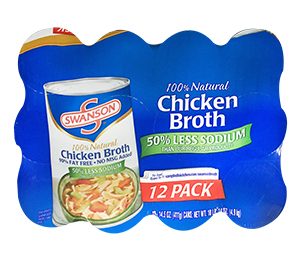 Swanson 100% Natural Chicken Broth 50% less Sodium 12 Pack / 14.5 OZ