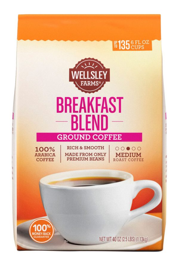 Wellsley Farms Breakfast Blend Ground Coffee, 40 oz.