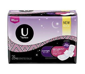 U by Kotex Overnight Ultra Thin Pad With Wings - 26 Count