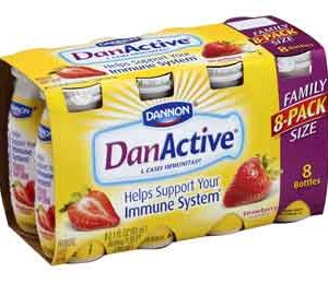 Dannon Danactive Immunity Boosting Yogurt Drink Strawberry. Family Size 3.1fl oz 8 pack
