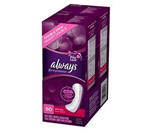 Always Xtra Protection Odor Lock Extra Long Liners Double Pack - 60 Count