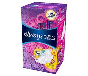 Always Radiant Regular with Wings Scented Pads - 30 Count
