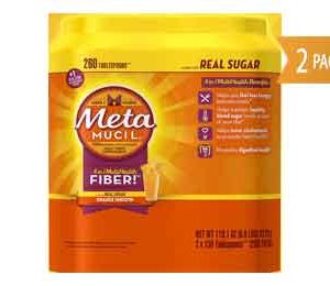 Metamucil. Fiber psyllium supplement. Real Sugar. Orange. 110.1 OZ / 2 PK
