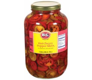 B & G Hot Cherry Peppers Sliced 1 Gallon - 4 Pack