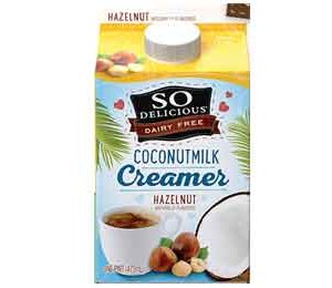 So Delicious Dairy Free Coconut Milk Creamer, Hazelnut Naturally Flavored, One Pint