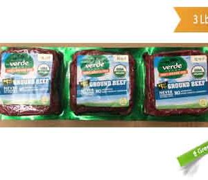 Verde Farms Organic Ground Beef 93%  Lean. 3 Lbs