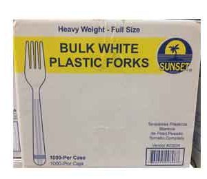 Sunset Plastic Forks, Heavy Weight, White. 1000-Pack