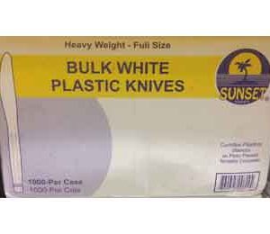 Sunset Plastic Knives, Heavy Weight, White. 1000-Pack