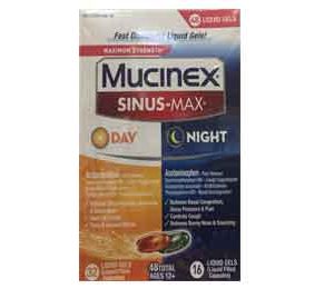 Mucinex Sinus-Max Maximum Stregth Liquid Gels Combo Day 32 ct, Night 16 ct