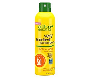 Alba Botanica Very Emollient, Active Kids Clear Sunscreen Spray SPF 50, 6 oz