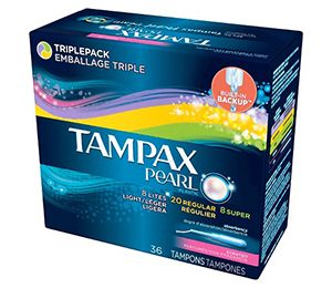 Tampax Pearl Triple Pack Light/Regular/Super Absorbency Scented Tampons - 36 Count