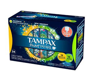 Tampax Pocket Pearl Regular/Super Tampons - 34 Count