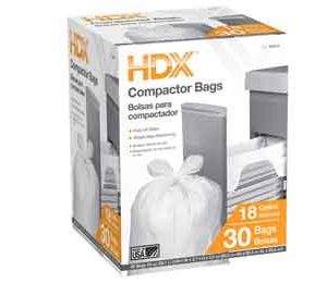 HDX Compactor Bags, wave cut, 18 Gallon,  30 count