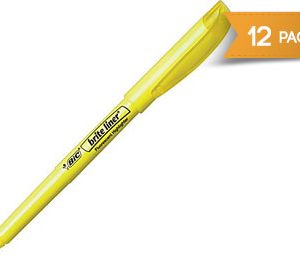 BIC Brite Liner Highlighters, Yellow, Dozen
