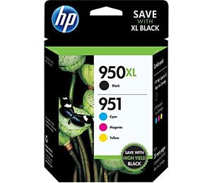 HP 950XL/HP 951 High Yield Black and Standard Color Ink Cartridges (C2P01FN#140) 4/Pack