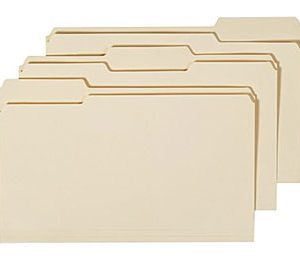 Manila File Folders, Legal, 3 Tab, Assorted Position, 100/Box