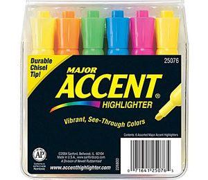 Sharpie Accent Tank Highlighters, Chisel Tip, Assorted Colors - 6 Pack