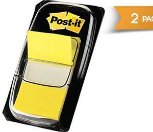 Post-it 1 Yellow Flags with Pop-Up Dispenser - 2 Pack