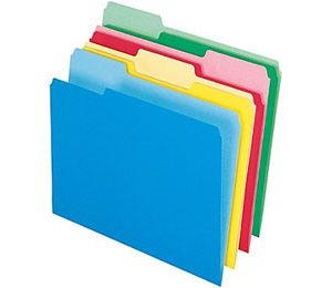 Colored Top-Tab File Folders, 1/3 Cut, Assorted, Letter-Size, 24/Pack
