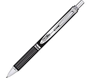Pentel EnerGel Alloy Retractable Gel Pen, Black Barrel, Medium Point, Black