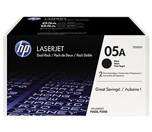 HP 05A Black Toner Cartridge (CE505D), Twin Pack