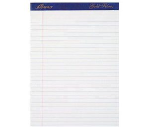 Ampad Gold Fibre, 8-1/2 x 11-3/4, White, Perforated Notepads, Narrow Ruled, 12-Pack