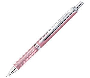 Pentel EnerGel Alloy Retractable Gel Pen, Pink Barrel, Medium Point, Black