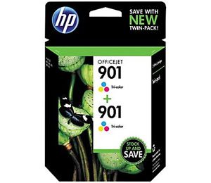 HP 901 Tricolor Ink Cartridge (CZ076FN), Twin Pack