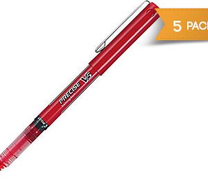 Pilot Precise V5 Needle Rollerball Pens, Extra Fine Point, Red - 5 Pack