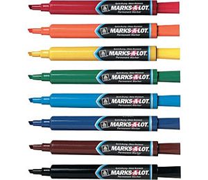 Avery Marks-A-Lot Permanent Markers, Chisel Tip, Assorted, Dozen