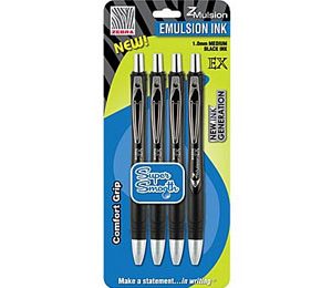 Zebra Z-Mulsion EX Ballpoint Retractable Pens, Medium Point, Black - 4 Pack