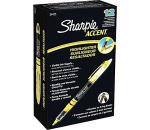 Sharpie Liquid Accent Highlighter, Fluorescent Yellow, Dozen