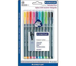Staedtler Triplus Rollerball Pens, .4mm, Assorted Colors - 10 Pack