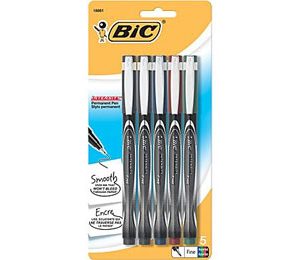 BIC Intensity Permanent Pens, Fine Point, Assorted Classic Colors - 5 Pack