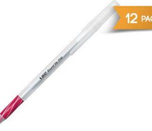 BIC Round Stic Grip Ballpoint Pens, Fine Point, Red - 12 Pack