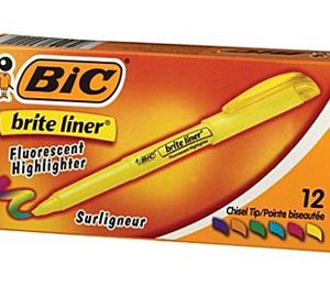 BIC Brite Liner Highlighters, Assorted, Dozen