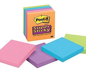 Post-it Super Sticky 3 x 3 Assorted Electric Glow Notes - 5 Pads