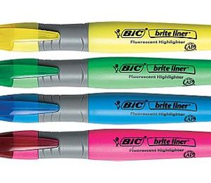 BIC Brite Liner Grip XL Highlighters, Chisel Tip, Assorted Colors - 4 Pack